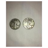 2 Walking Liberty half dollar- 1942(D),1943(S)