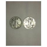 2 Walking Liberty Half Dollar- 1940,1941(d)