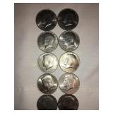 10 Kennedy Half dollars- 1776-1976 - 1(d),9(n/m)
