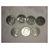 7 Eisenhower dollars - 3-1971(n/m),4-1972
