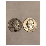 2 Washington quarters- 1948-1(d)