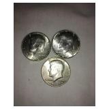 3 Kennedy half dollars- 1969(d)