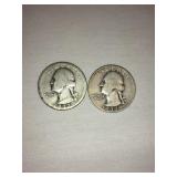 2 Washington quarters- 1937 - 1(s)