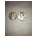2 Franklin Half dollar- 1954 - 1(s)