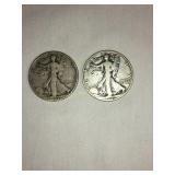 2 Walking Liberty Half dollar-1935(d),1939(d)