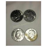 4 Eisenhower dollars- 2-1974 -1(d),2-1978-1(d)