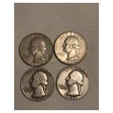 4 Washington quarters- 1956- 2(d)