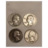 4 Washington quarters- 3-1953 -2(d);1-1954(d)