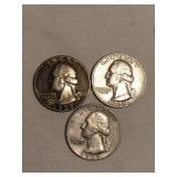 3 Washington quarters- 1959-1(d)