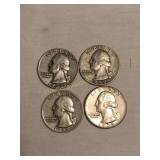 4 Washington quarters- 1958-3(D)
