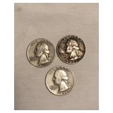 3 Washington quarters- 1957-3(D)