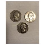 3 Washington quarters- 1942