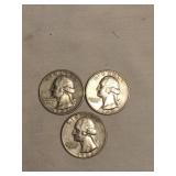3 Washington quarters-1963 (d)