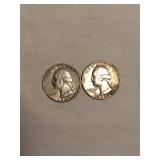 2 Washington quarters- 1962(d)