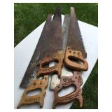 Wood handled handsaws. 26' Disston, etc.