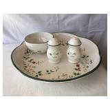 Pfaltzgraff holiday dishes, tray, bowl, salt