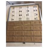 Metal box w/asst of roller chain components 50 &
