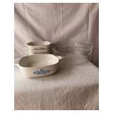 Corning ware- 2 3/4 cup dishes,  1 qt,, Anchor