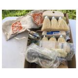 Misc lot- coating brushes, bell, washers, jack