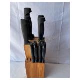 Gourmet Traditions Wood knife block w/ 9 knives