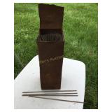 100+ Metal ARC welding rods in rustic metal can