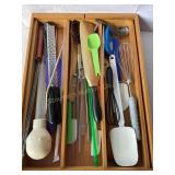 Misc kitchen utensils- spatulas, wooden spoons,