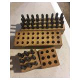 2 Stamping letter & number sets w/ wood box, 1/8'