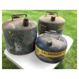 3 Gas cans, largest is 5 gal. Show wear