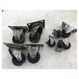 9 Misc castors,  Bassick, etc. w/bucket