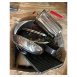 Misc kitchen ware- lids, angel food pan, griddle