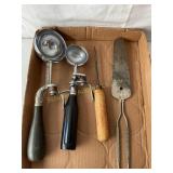 Vtg kitchen utensils- ice cream scoops-Benedict,