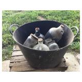 Flexi tub w/contents- gal jugs, qt mason jars,