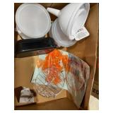 Misc funnels, glass bowls, dream catcher,