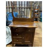 Vtg Oak washstand, half-moon joints, 29? x 53? x