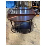 Cherry? Tea cart w/ removable glass top , drop