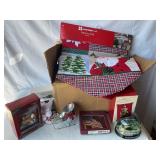 Misc holiday decor- ornaments, runner, snow