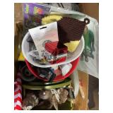 Misc figurines, Rubbermaid lazy Susan etc