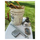 Misc clamp light, screws, string, jumper cables,