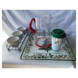 Misc Pfaltzgraff holiday glassware, etc. 14x14',