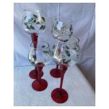 4 tall stem glasses, tallest is 12' (no shipping)