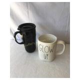 Longaberger travel mug & Rae Dunn mug