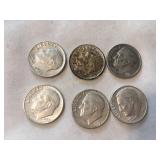 6 Roosevelt dimes-1963, (5) 1963D