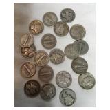 20 Barber dimes, 1911-1944