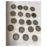 19 US Barber dimes, 1893-1913