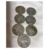 7 Washington quarters, 1951D, 1952D, 1952S , 1953D