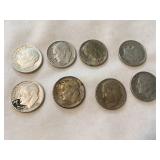 7 Roosevelt dimes-1960, (7) 1960D