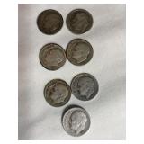 7 Roosevelt dimes- (2) 1946, 1946D, (2) 1947,