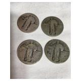4 Liberty standing quarters, 1930s