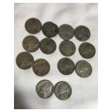 14 Jefferson wartime nickels, 1941-1945