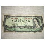 1954 Canada Ottawa 0ne dollar paper currency